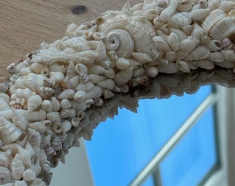 Handmade Seashell Mirror | Coastal Wall Mirror | Coral Shell Mirror | Beach House Decor | Palm Beach Style