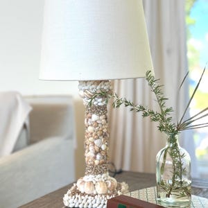 Handmade Seashell Table Lamp, Coastal Shell Lamp, Beach House Decor, One of a Kind Coastal Lighting, Natural Shell Accent Lamp