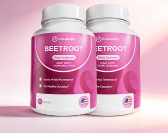 2 Bottle Pack (240 Capsules) Rosabella Beet Root Extract – – Promotes Blood Flow & Endurance – Non-GMO, Vegan