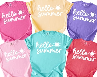 Neon Comfort Colors Hello Summer Shirt for Teacher Last Day of School Shirt Summer Break Shirt for Teacher Schools Out for Summer Shirt
