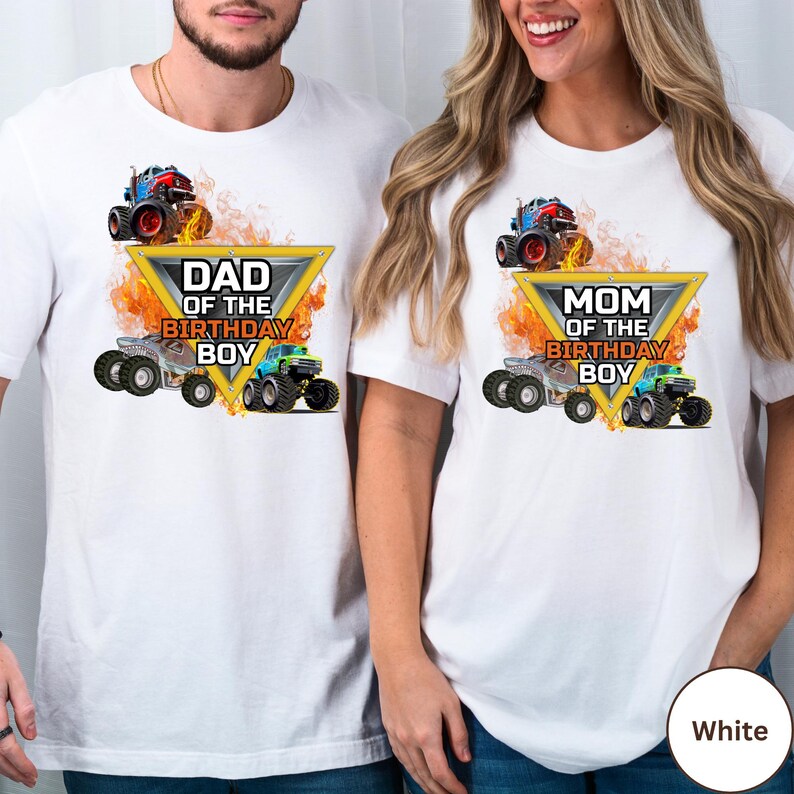 Camiseta familiar personalizada de Monster Truck para cumpleaños, camisetas de Jam Squad, logotipo personalizado de Monster Truck, camiseta para fiesta de cumpleaños de niños imagen 3