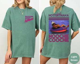 Camiseta "Hot Than A Hoochie Coochie Comfort Colors", camiseta meme de vacaciones de verano, camiseta para amantes de la música, música country de los 90, camiseta de verano de moda