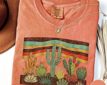 Comfort Colors® Desert Cactus Shirt, Southwest Cactus Tee, Boho Western Shirt, Arizona Desert Graphic Tee, Retro Desert Shirt