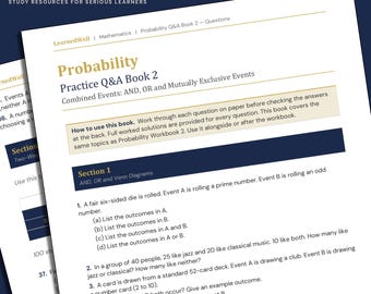 Probability Q&A Book 2: Combined Events, AND/OR Rules and Venn Diagrams - 88 Practice Questions with Worked Answers