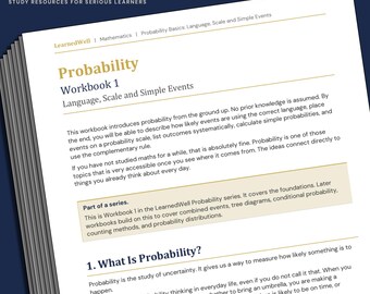Probability Workbook 1: Language, Scale and Simple Events - Printable Maths Workbook