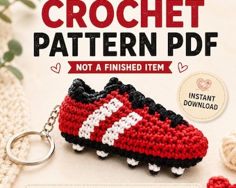 Soccer Boot Crochet Pattern PDF, Mini Football Cleat Keychain Amigurumi, Sports Bag Charm Pattern, Crochet Keychain Gift for Soccer Fans