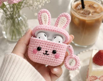 Bunny Earbuds Case Crochet Pattern PDF, Pink Rabbit Cover, Digital Download, Beginner Friendly, US Terms