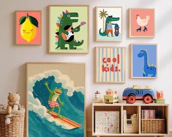 80 láminas decorativas para pared infantiles, descarga digital para guardería, pósteres de animales para sala de juegos, pósteres infantiles adorables, decoración para habitación de bebé, conjunto de arte imprimible para niños pequeños