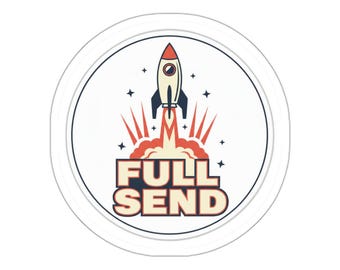Full Send Sticker - Retro Rocket Launch | Aerospace Space Lover Gift | Vinyl Decal Water Bottle Laptop