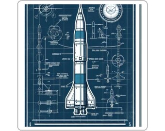 Rocket Science Blueprint Sticker - Saturn V Aerospace Die-Cut Decal