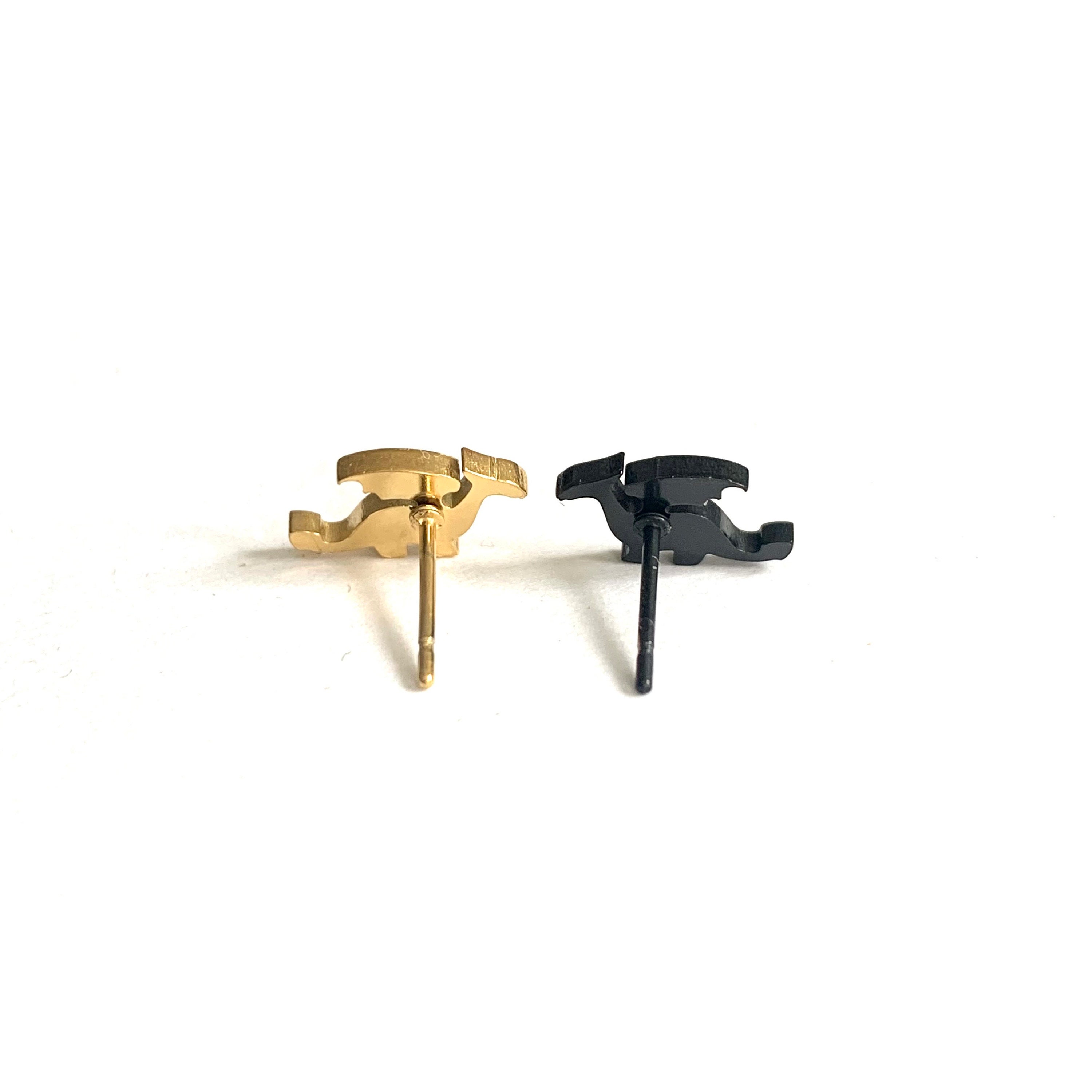 Dragon Wings Earrings - Fourth Academy - flame books - gold black stainless steel adult studs