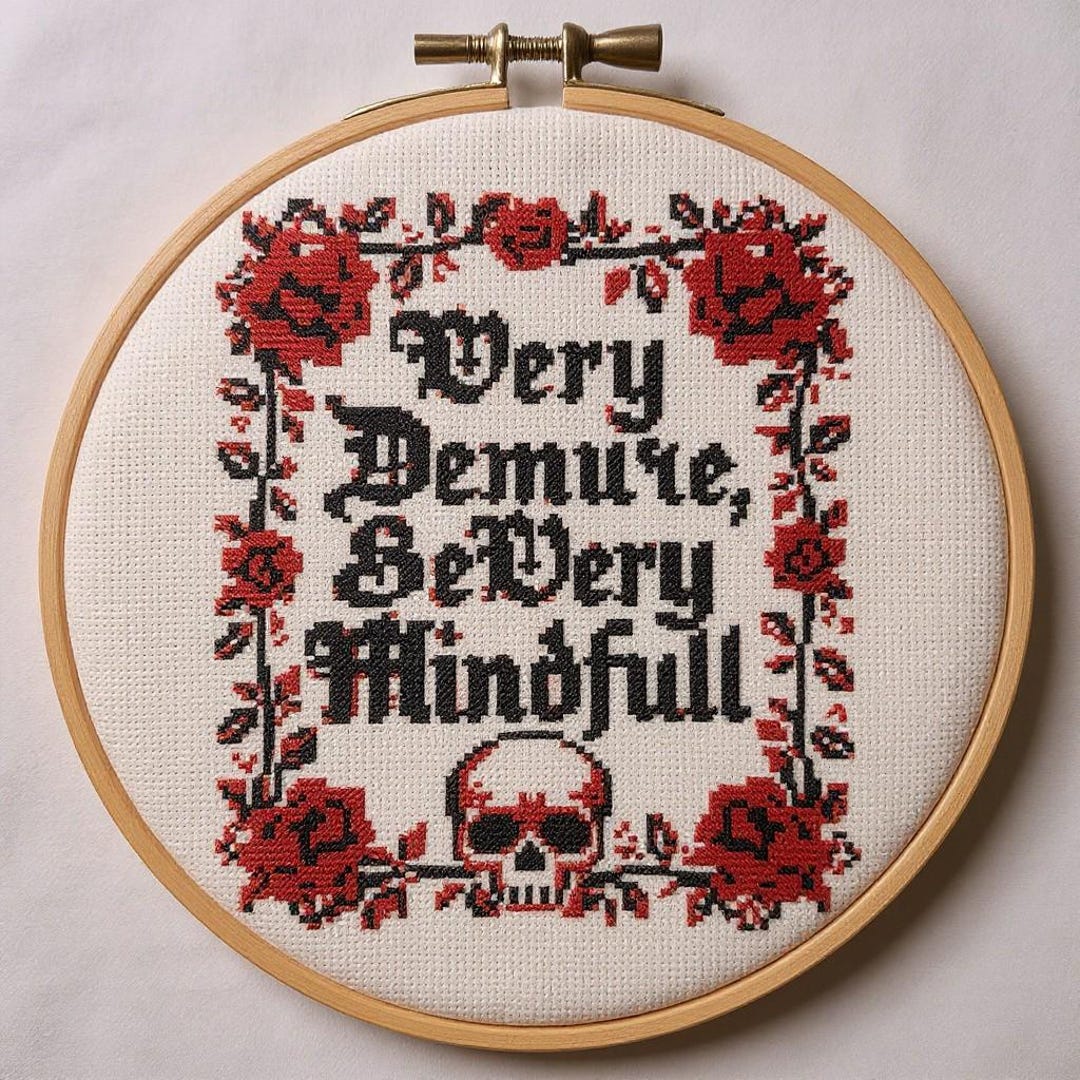 Gothic Skull Roses Cross Stitch Pattern – Funny Quote Embroidery PDF - Etsy