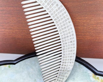 Zilver Wit Koper Hart Sutra Haarkam Vintage Gegraveerd Schrift Bloemen Antistatisch Draagbaar Haaraccessoire Cadeau Ornament