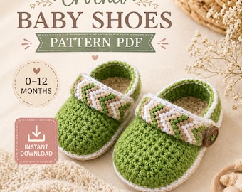 Crochet Baby Shoes Pattern PDF | Boho Baby Booties | Aztec Geometric Baby Clogs | Beginner Crochet Pattern  (PDF Download)
