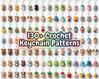 130+ häkeln Schlüsselbund Muster Bundle | Amigurumi Mini Tiere PDF | Niedliche häkeln Schlüsselanhänger | Anfänger Freundliche DIY Geschenkideen