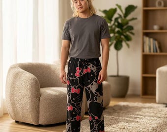 Pantalones de pijama de Hello Kitty / Ropa de estar por casa con estampado integral
