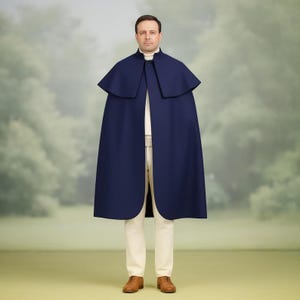 Men's Pure Wool Inverness Cape Coat Victorian Tailcoat Long Duster Gothic Formal Winter Overcoat