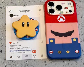 Funda Super Mario Star MagSafe para iPhone 17 Pro Max, 16, 15, funda protectora con diseño de dibujos animados 3D, compatible con MagSafe.