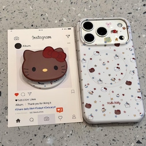 Funda para teléfono compatible con MagSafe de Hello Kitty para iPhone 17 Pro Max, iPhone 16, iPhone 15, funda protectora estética Kawaii con soporte. imagen 1