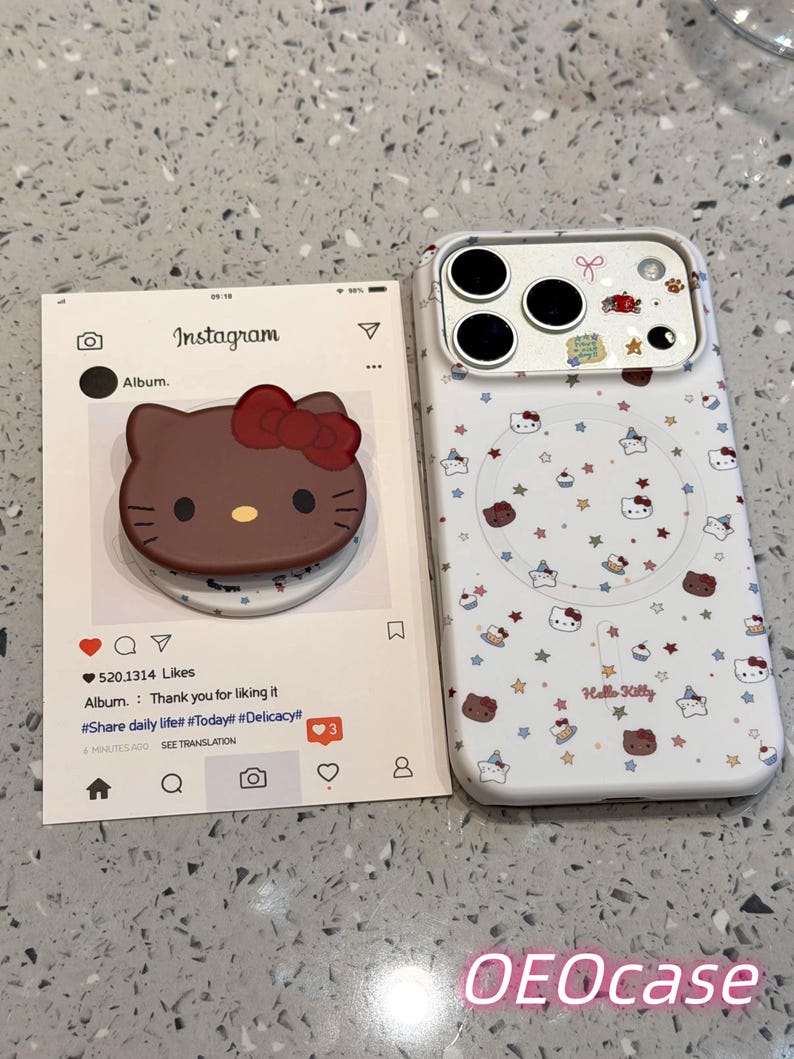 Funda para teléfono compatible con MagSafe de Hello Kitty para iPhone 17 Pro Max, iPhone 16, iPhone 15, funda protectora estética Kawaii con soporte. imagen 1