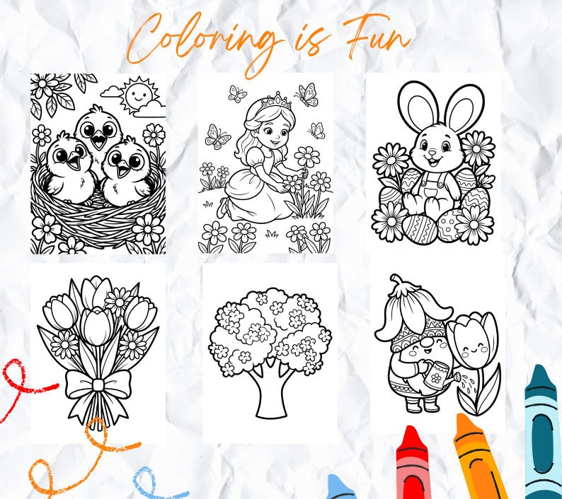 30 Spring Coloring Pages for Kids, Printable Spring Coloring Book PDF ...