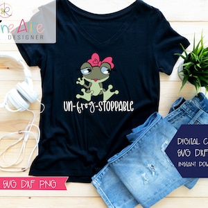 Un-FROG-Stoppable SVG /Cute Frog with Bow Svg / Boss Babe Svg / Girl Boss Svg /Girl Power Svg / Cute Frog Sticker / Feminist Svg /Dxf / PNG