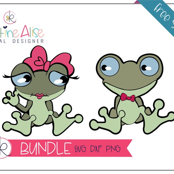 Cute Frog BUNDLE with FREE *BONUS* Cute Frog Stickers / Frog Clipart /Cute Boy Frog / Cute Girl Frog /Valentine's Day frog / svg /dxf / png