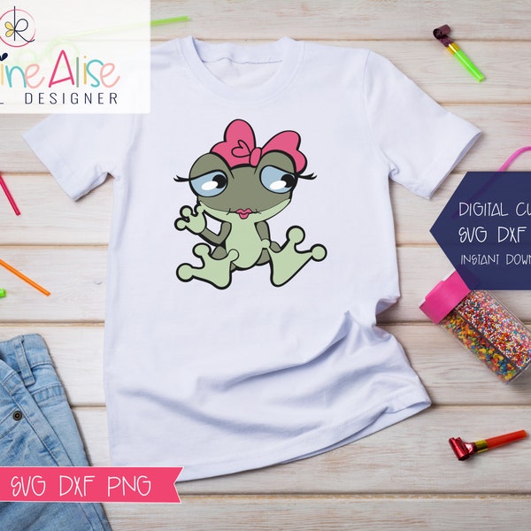 Cute Frog with Bow SVG/ Girl Frog svg/ shirt designs svg / shirt designs Png / Silhouette Cut Files / Cricut Cut Files / svg /Dxf / PNG