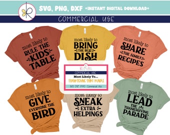10 Friendsgiving Thanksgiving Shirts, Thanksgiving BUNDLE-Most Likely To, Commercial Use, Thanksgiving Gathering, Friendsgiving Svg,  Bundle