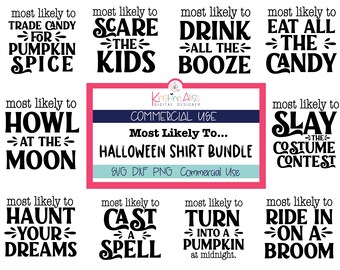 HALLOWEEN BUNDLE- Most Likely To, Commercial Use, Matching Family Halloween Shirt, Halloween Party Svg Png, Halloween Svg Png Bundle, Party