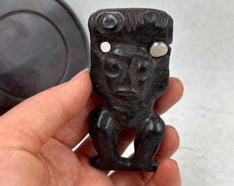 Figura de obsidiana negra tallada a mano - Pequeña estatua de alienígena de cristal - Tallado en piedra para la limpieza energética - Decoración gótica para el hogar 6tu04