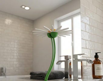 Soporte flotante para cepillos de dientes con forma de margarita - Decoración con ilusión de espejo mágico - Organizador de baño con forma de flor impreso en 3D - Regalo único para niños y adultos