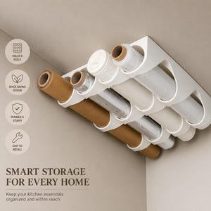 Porte-rouleau de cuisine, rangement modulaire sous étagère pour essuie-tout et papier aluminium