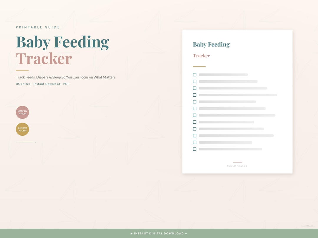 Baby Feeding Tracker Printable Log | Breastfeeding Bottle Schedule for ...