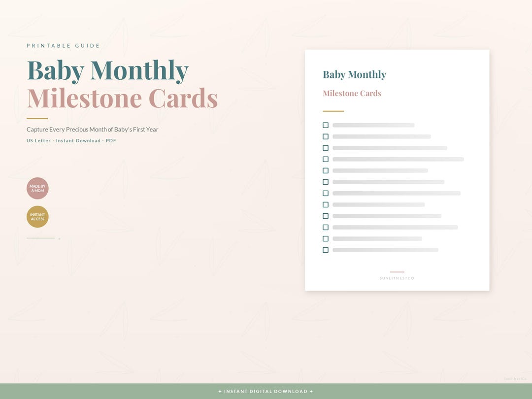 Baby Monthly Milestone Cards Printable | Months 1-12 Photo Props for ...