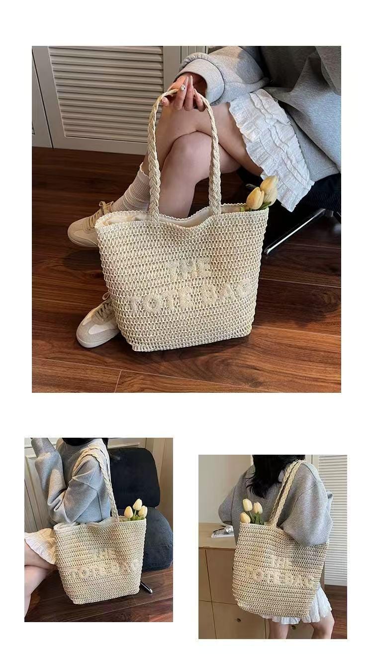 Straw Woven Tote, Large Beach Shoulder, Boho Vacation Bag for Women - Etsy