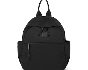 Black Mini Backpack, Lightweight Casual Daypack for Everyday Use, Fits iPad Mini & Essentials