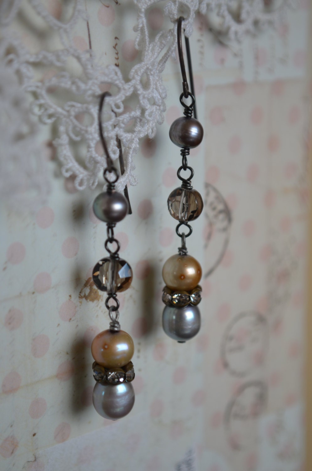 Simple Sweet Vintage Style Pearl and Crystal Drops - Etsy