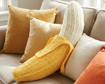 Giant Banana Pillow Crochet Pattern | Amigurumi Fruit Cushion PDF | Cute Peeled Banana Plushie, Food Home Decor Tutorial Digital Download