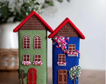 Große Häuser Häkelanleitung, Amigurumi Haus PDF, Süßes Spielzeug Häuser Set, Kinder spielen Dekor, Mini Dorf Häkelanleitung