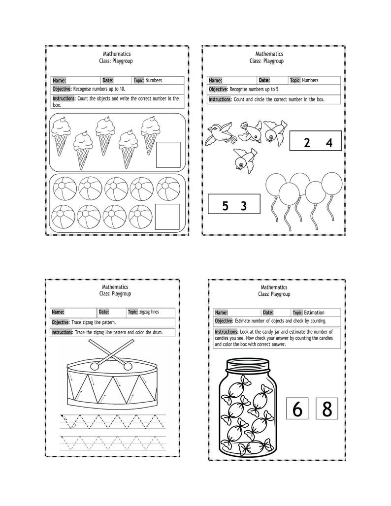 Playgroup Math Worksheets | Toddler & Preschool Number Activities ...