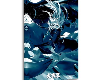 Póster de Inuyasha, pósteres geniales para dormitorios de hombres, pintura sobre lienzo, póster de arte mural, impresión de imagen, decoración de paredes de sala de estar, pósteres para el hogar.