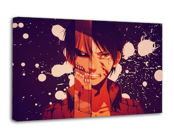 Ataque a los Titanes Eren Yeager Shingeki No Kyojin anime Pintura sobre lienzo Arte de pared Póster Imagen Impresión Decoración de paredes de sala de estar Hogar