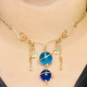Celestial Crystal Bead Necklace | Space Inspired Jewelry | Handmade Statement Necklace