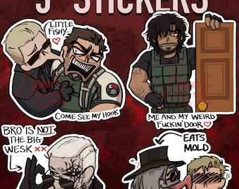 Resident Evil Meme 3" Stickers | Albert Wesker, Chris Redfield, Carlos Oliveira, Zeno, Karl Heisenberg, Ethan Winters
