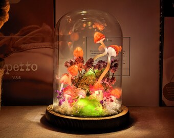 Enchanted Mushroom Forest Night Light, Pink Mushroom Lamp, Fantasy Fairy Tale Decor for Bedroom, Kids Room, Anniversary Gift, Unique Gift