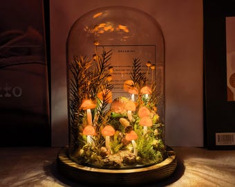 Orange Color Mushroom Night Light, Fairy Tale Mushroom Lamp, Magic Forest Night Light,  Warm Bedroom Decor, Unique Girl Gifts