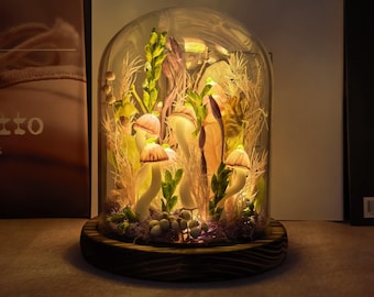 Handmade Crystal Mushroom Lamp, Gift Lamp, Charming mushroom night light,   Warm Bedroom Decor, Wedding Decorations, Unique Wedding Gifts