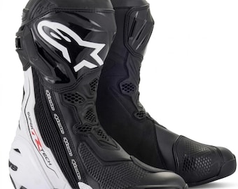 Alpinstar White Motorcycle Racing Boots, Leather Alpinstar Boot, Protective Moto Gear, Gift for him