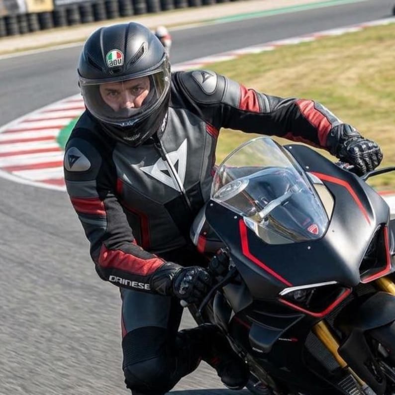 Black Leather Dainese Moto Jacket CE Protection | Racing Sports fan Gift | Gift for him image 2